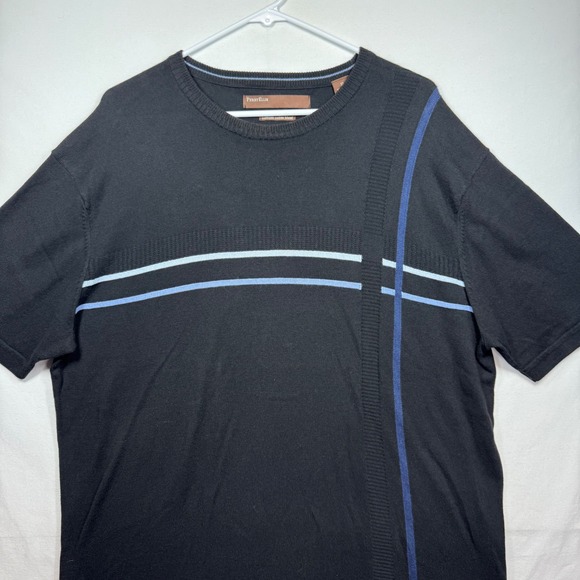 Perry Ellis Other - Perry Ellis Men XL Black Bamboo Cotton Blend Short Sleeve Sweater Striped